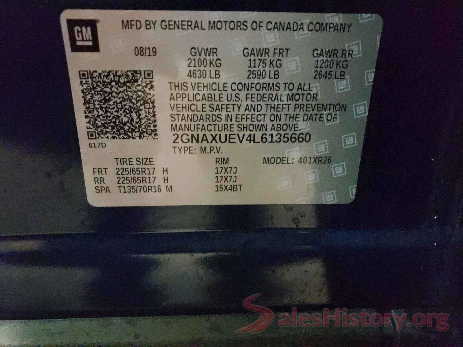 2GNAXUEV4L6135660 2020 CHEVROLET EQUINOX