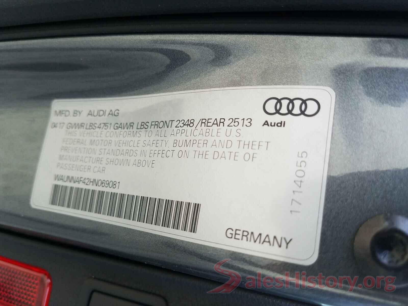 WAUNNAF42HN069081 2017 AUDI A4