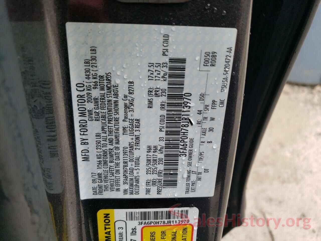 3FA6P0H78JR113970 2018 FORD FUSION