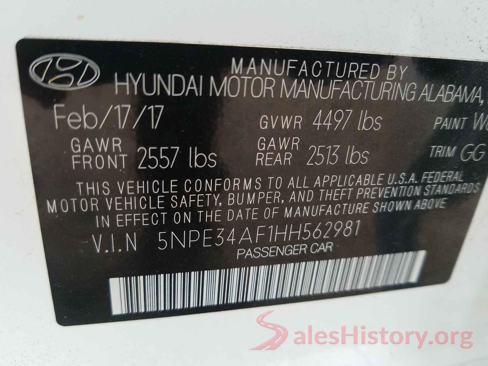 5NPE34AF1HH562981 2017 HYUNDAI SONATA