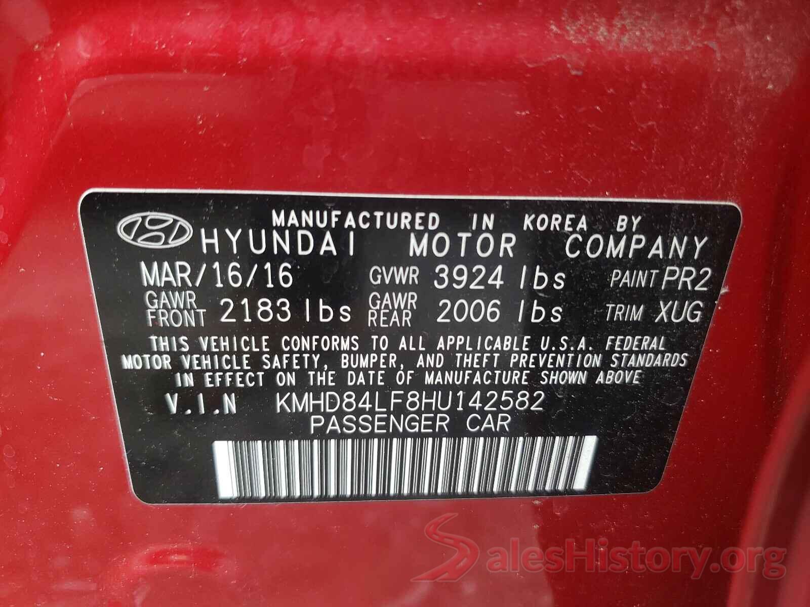 KMHD84LF8HU142582 2017 HYUNDAI ELANTRA