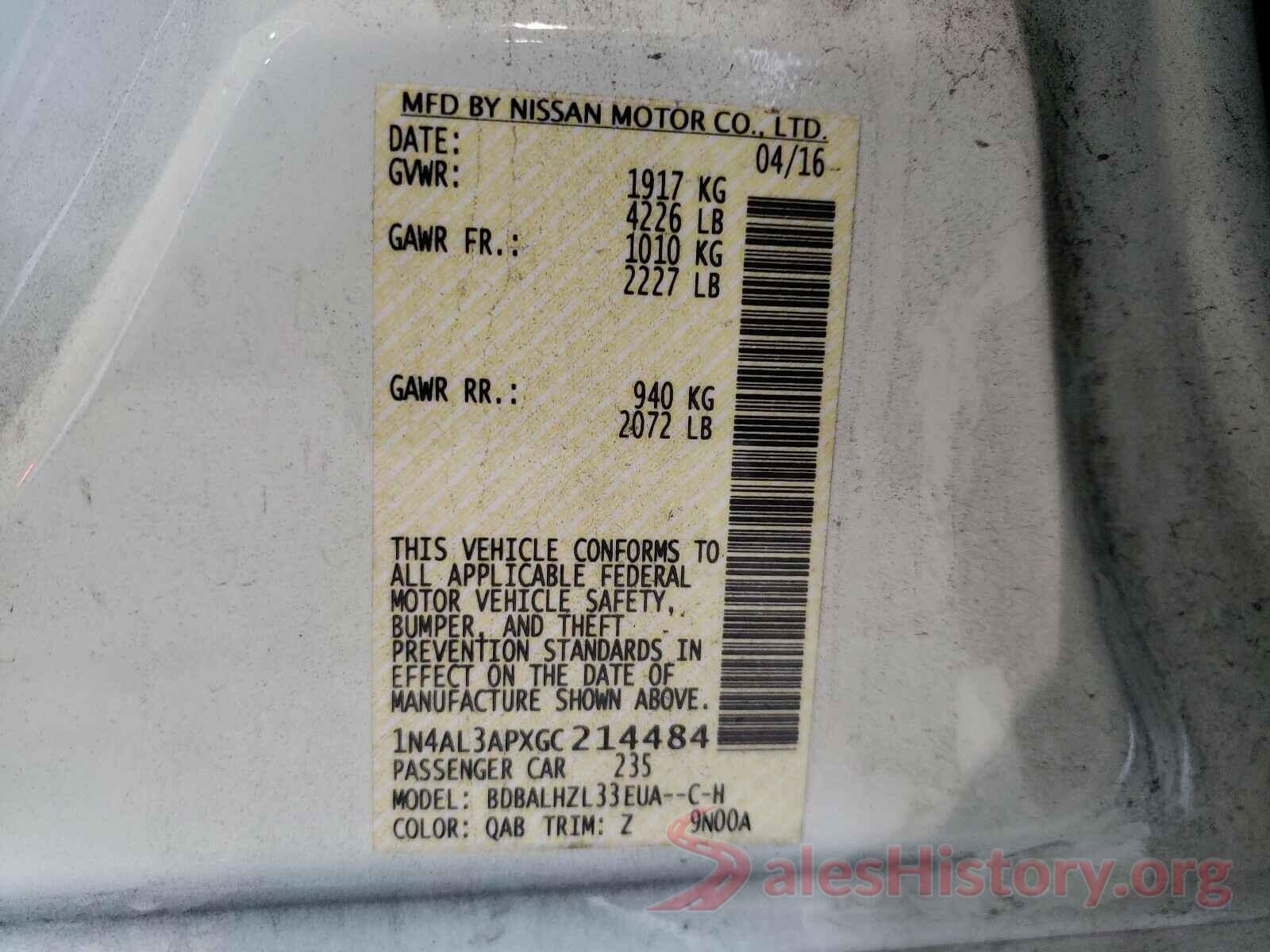 1N4AL3APXGC214484 2016 NISSAN ALTIMA