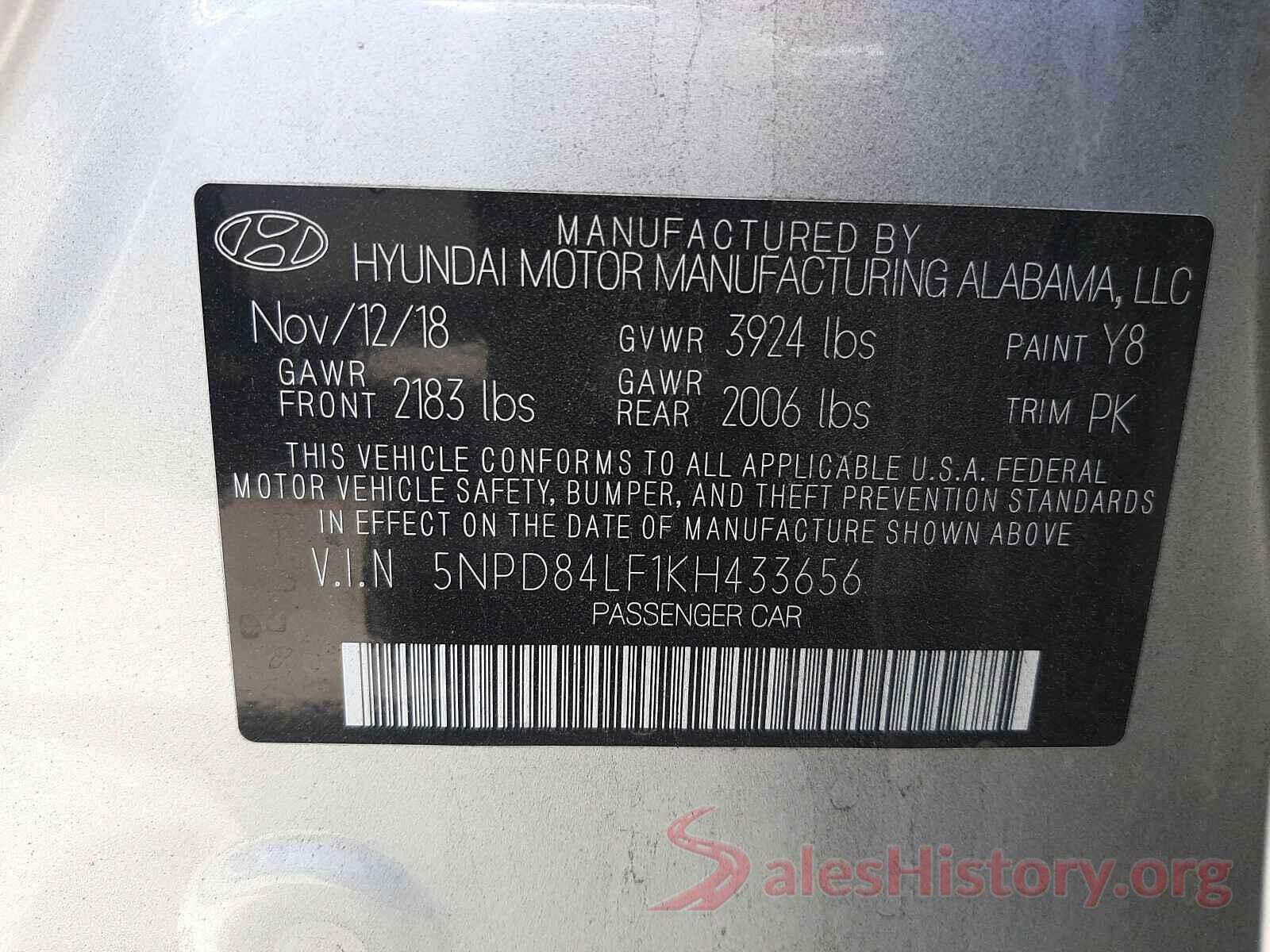 5NPD84LF1KH433656 2019 HYUNDAI ELANTRA