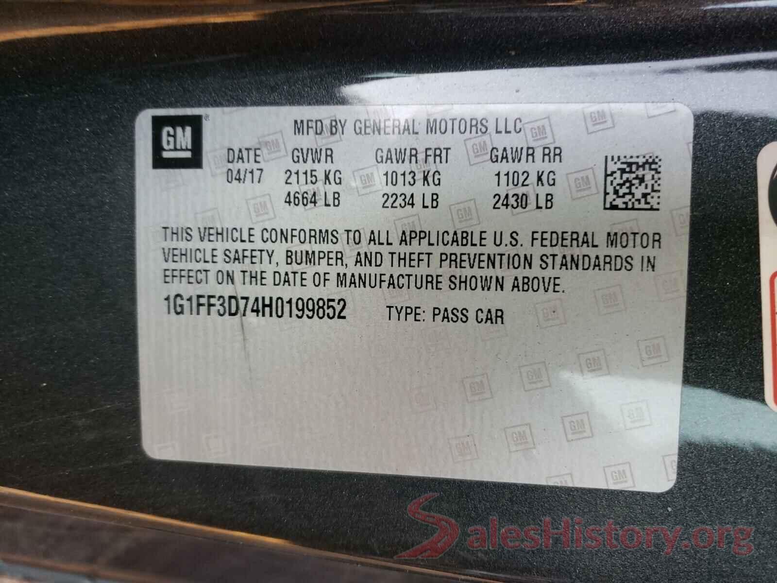 1G1FF3D74H0199852 2017 CHEVROLET CAMARO