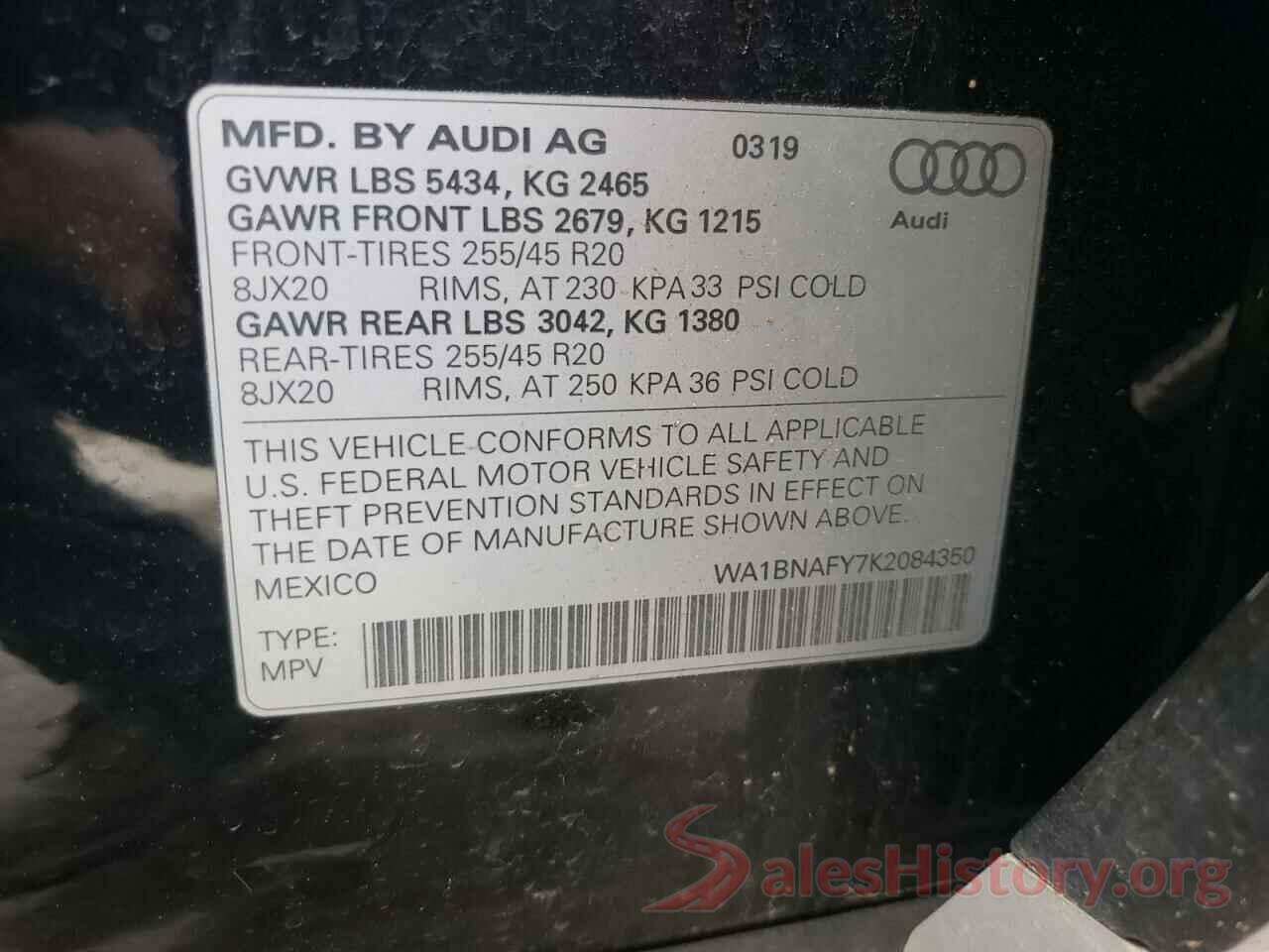 WA1BNAFY7K2084350 2019 AUDI Q5