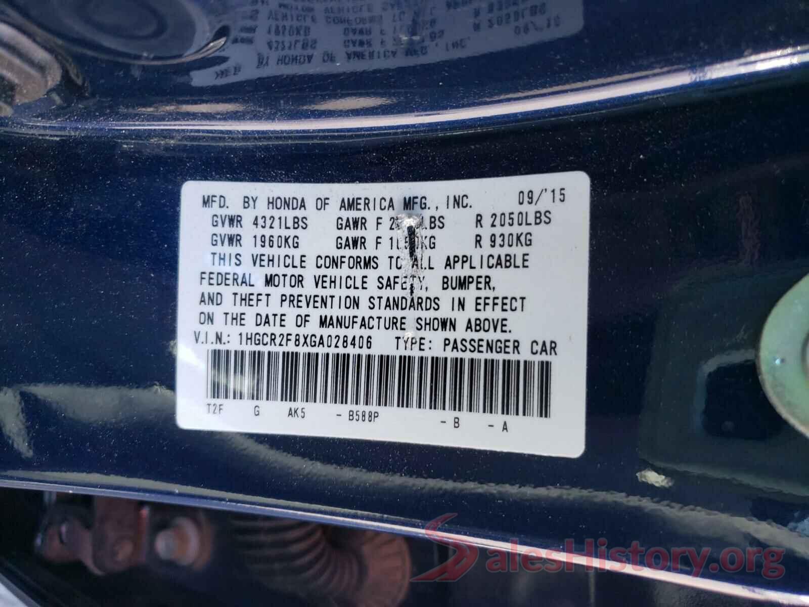 1HGCR2F8XGA028406 2016 HONDA ACCORD