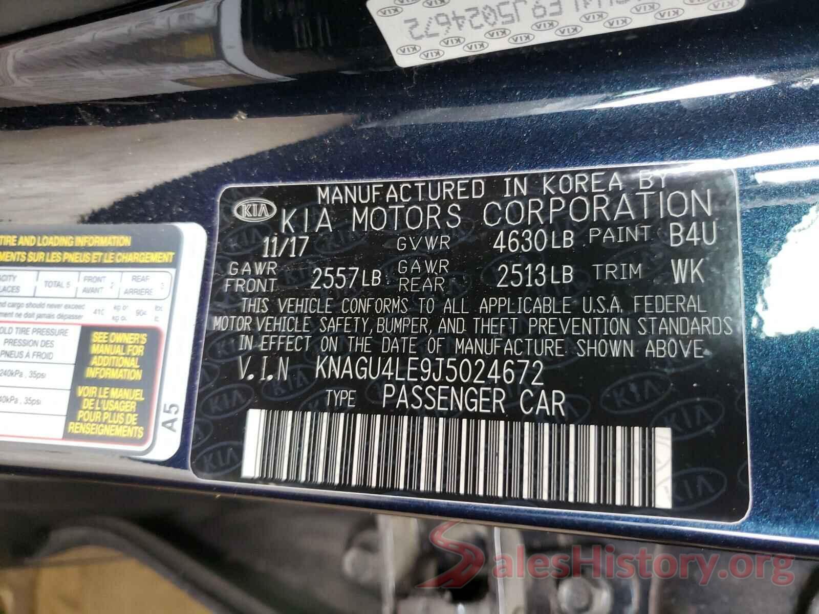 KNAGU4LE9J5024672 2018 KIA OPTIMA