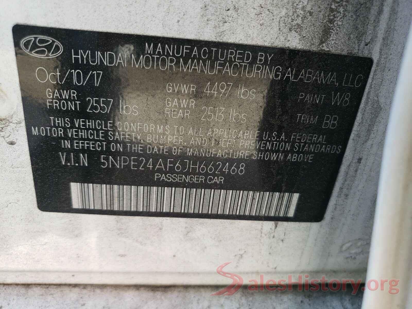 5NPE24AF6JH662468 2018 HYUNDAI SONATA