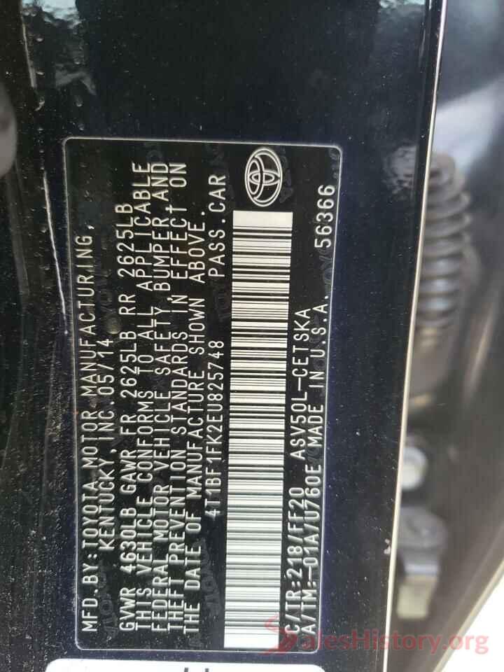 4T1BF1FK2EU825748 2014 TOYOTA CAMRY