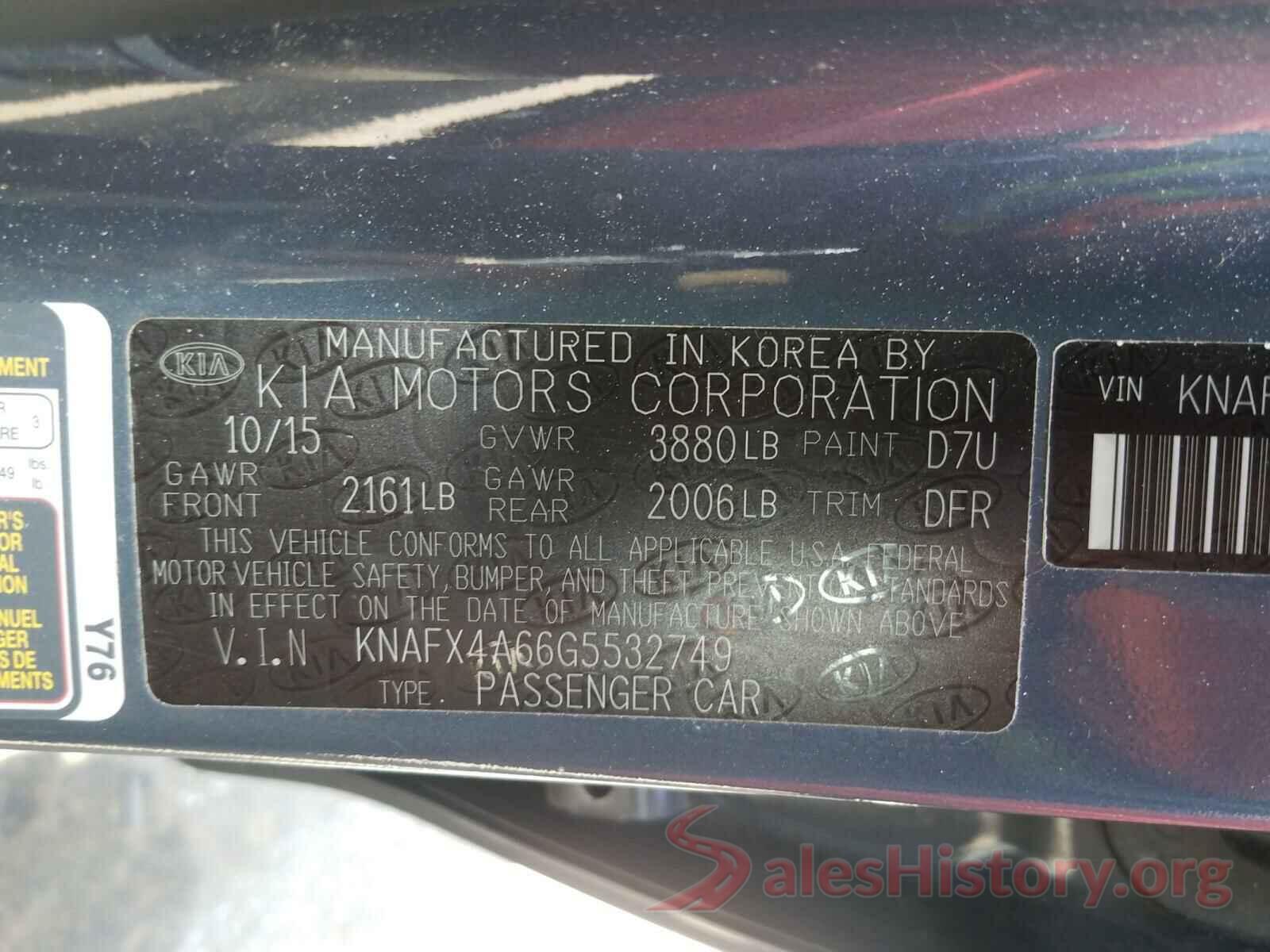 KNAFX4A66G5532749 2016 KIA FORTE