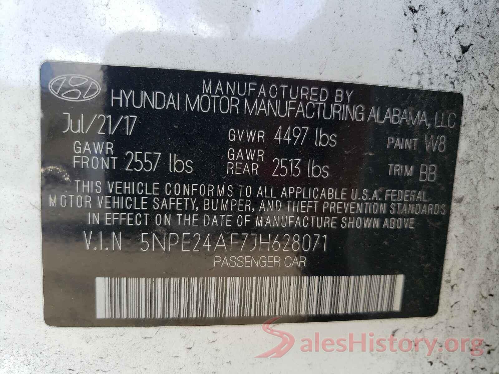 5NPE24AF7JH628071 2018 HYUNDAI SONATA