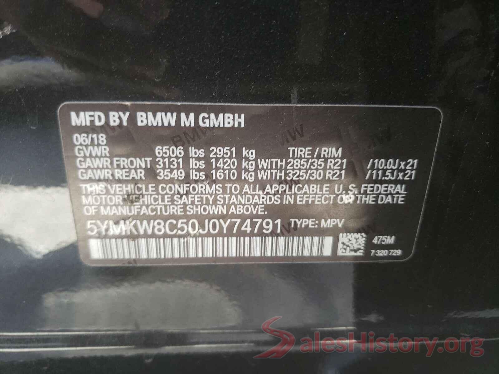 5YMKW8C50J0Y74791 2018 BMW X6