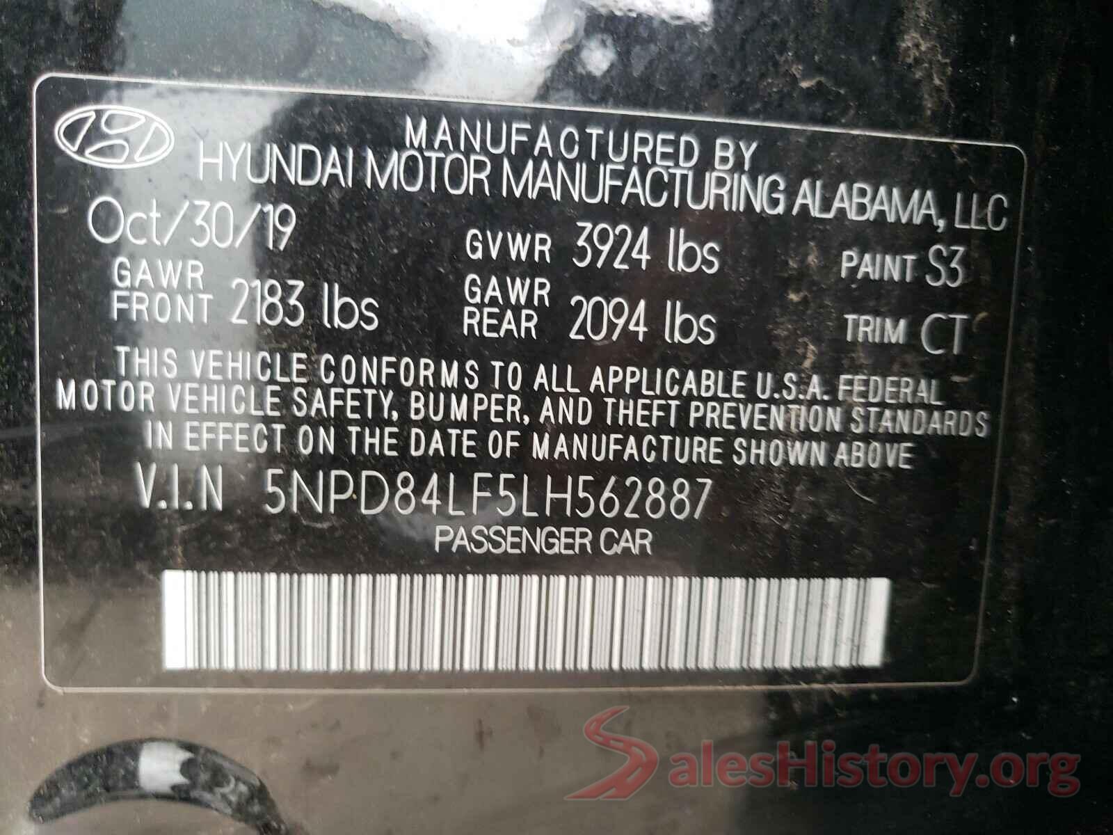 5NPD84LF5LH562887 2020 HYUNDAI ELANTRA