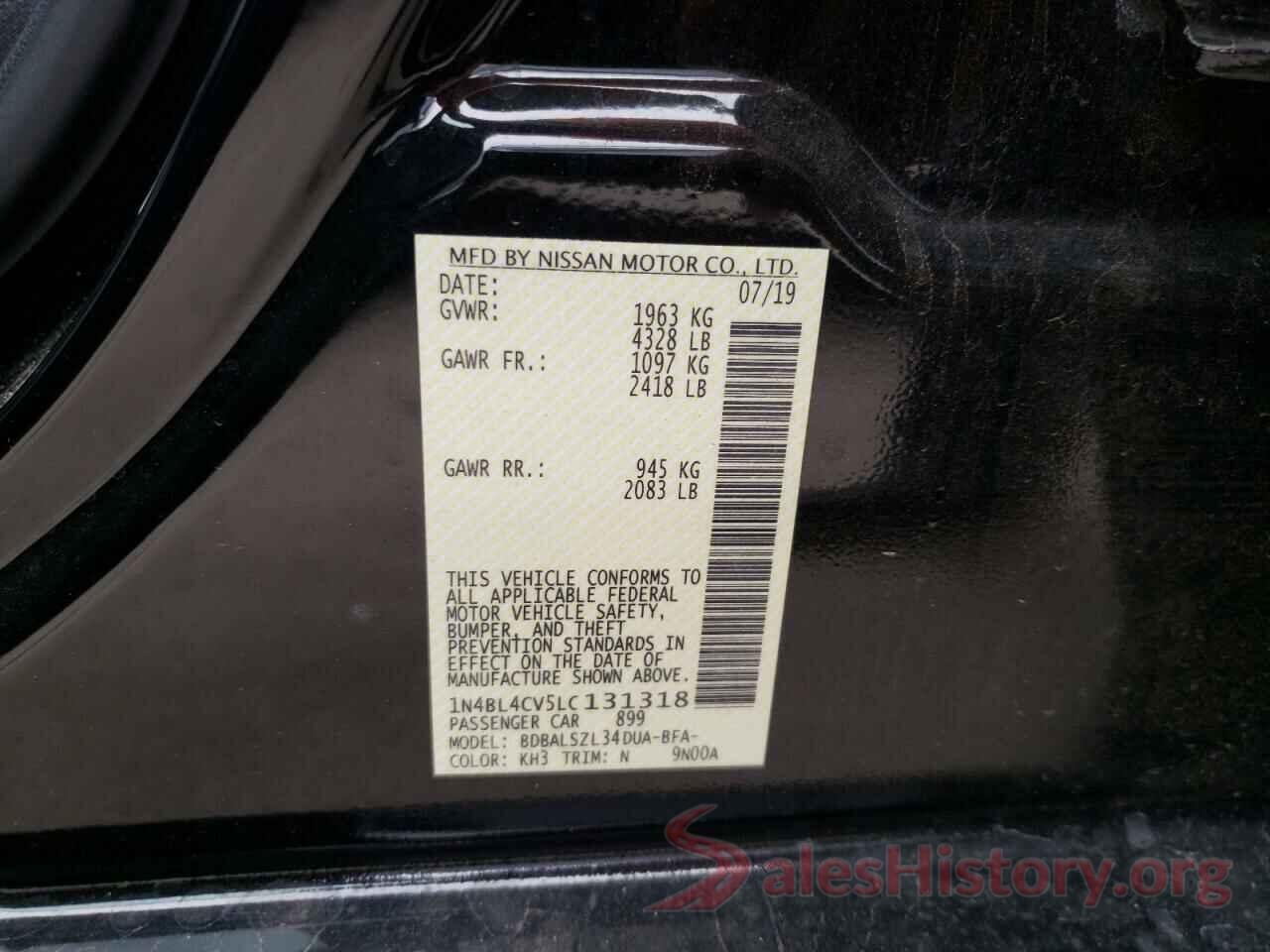 1N4BL4CV5LC131318 2020 NISSAN ALTIMA