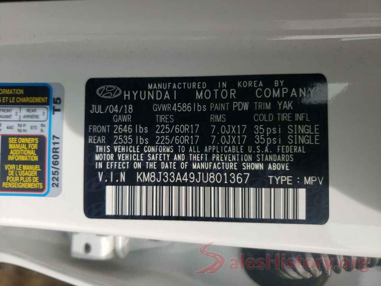 KM8J33A49JU801367 2018 HYUNDAI TUCSON