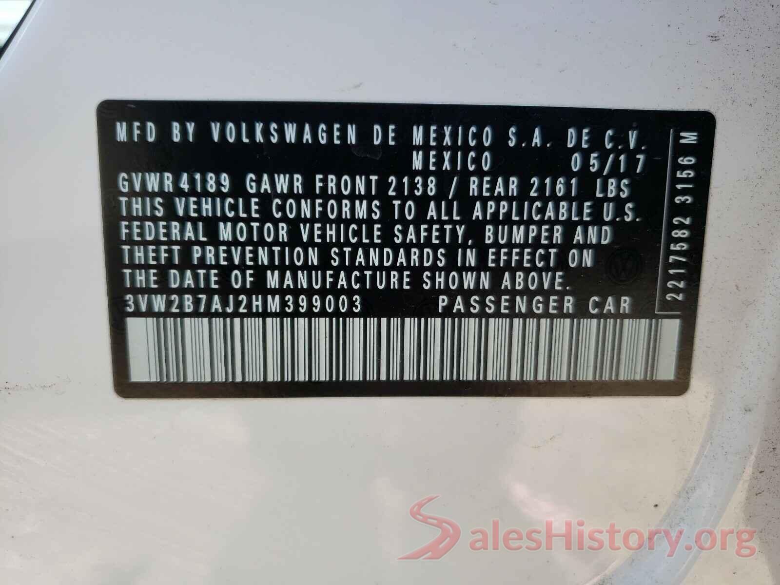 3VW2B7AJ2HM399003 2017 VOLKSWAGEN JETTA