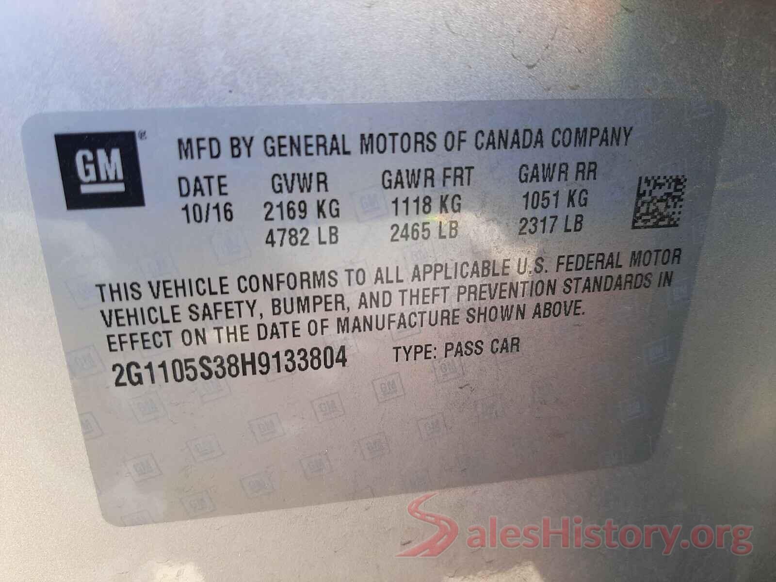 2G1105S38H9133804 2017 CHEVROLET IMPALA