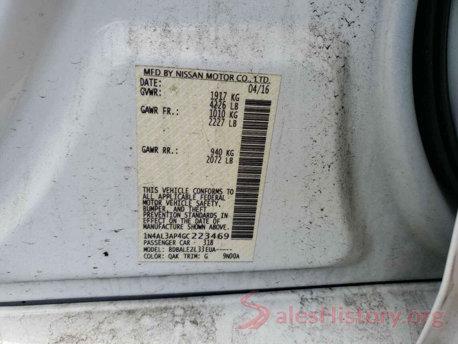 1N4AL3AP4GC223469 2016 NISSAN ALTIMA