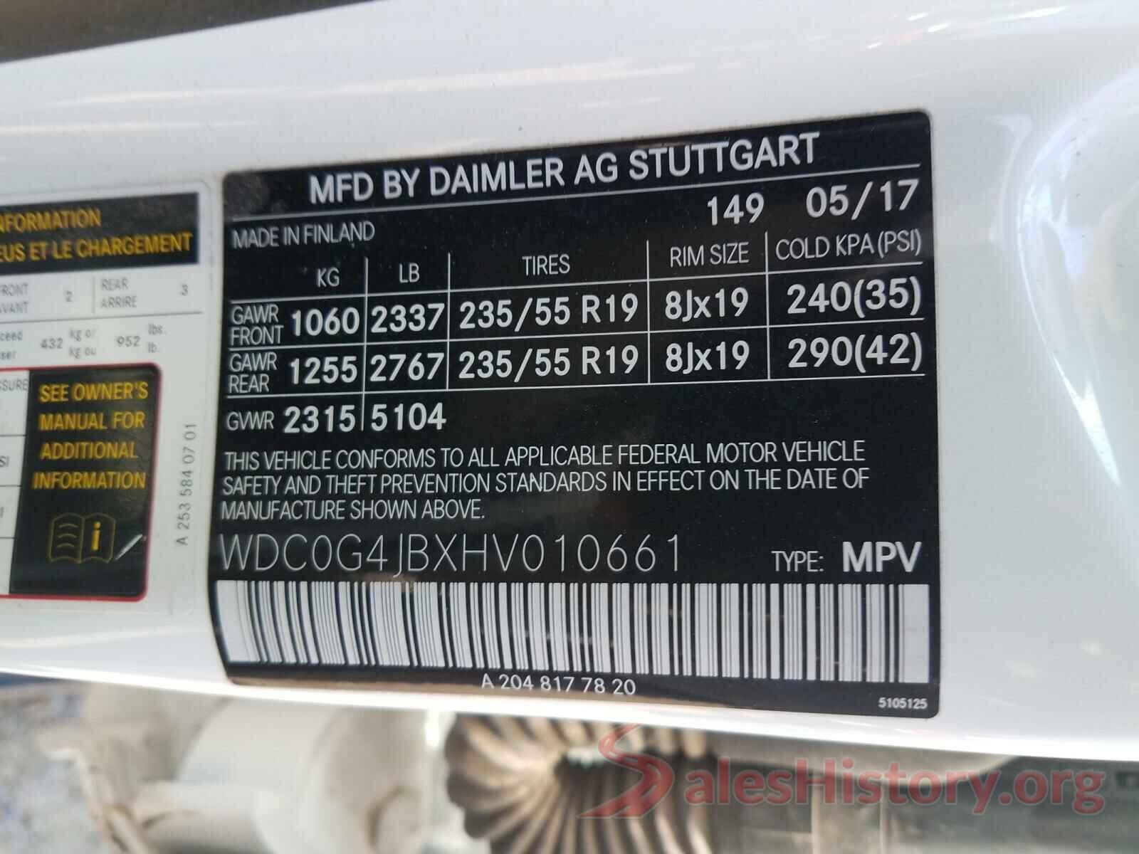 WDC0G4JBXHV010661 2017 MERCEDES-BENZ G CLASS