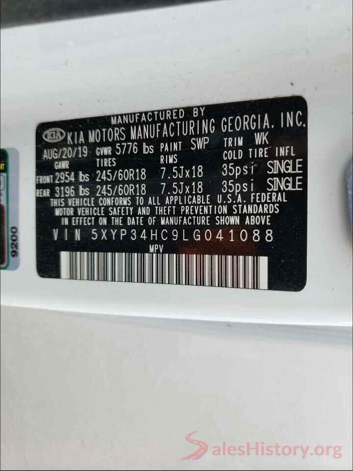 5XYP34HC9LG041088 2020 KIA TELLURIDE