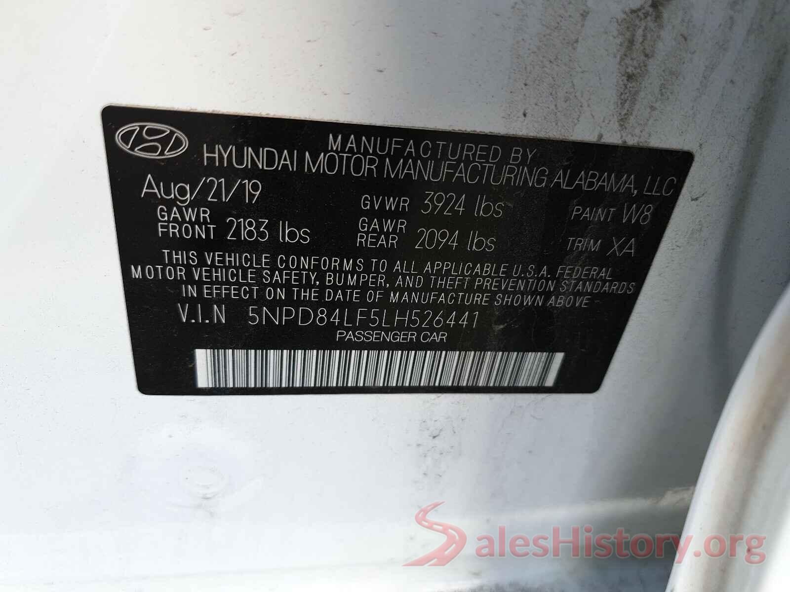 5NPD84LF5LH526441 2020 HYUNDAI ELANTRA