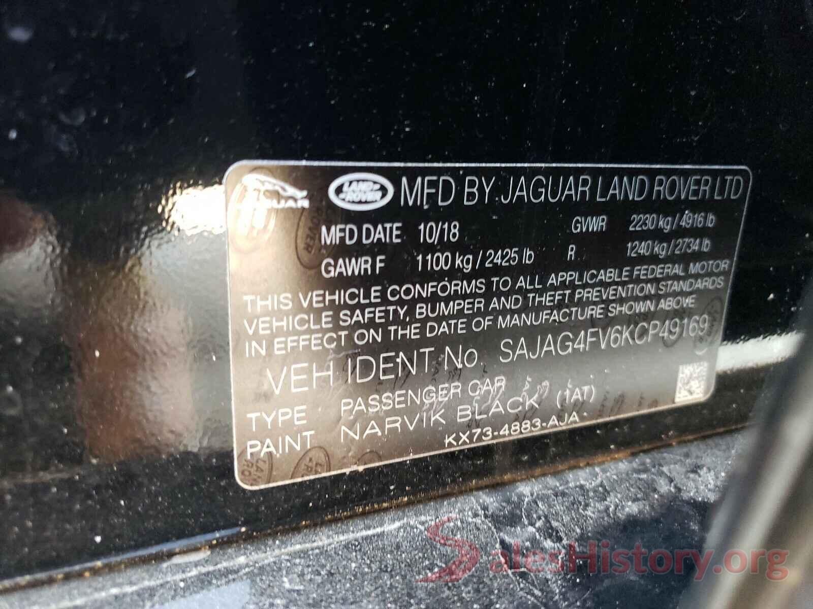 SAJAG4FV6KCP49169 2019 JAGUAR XE