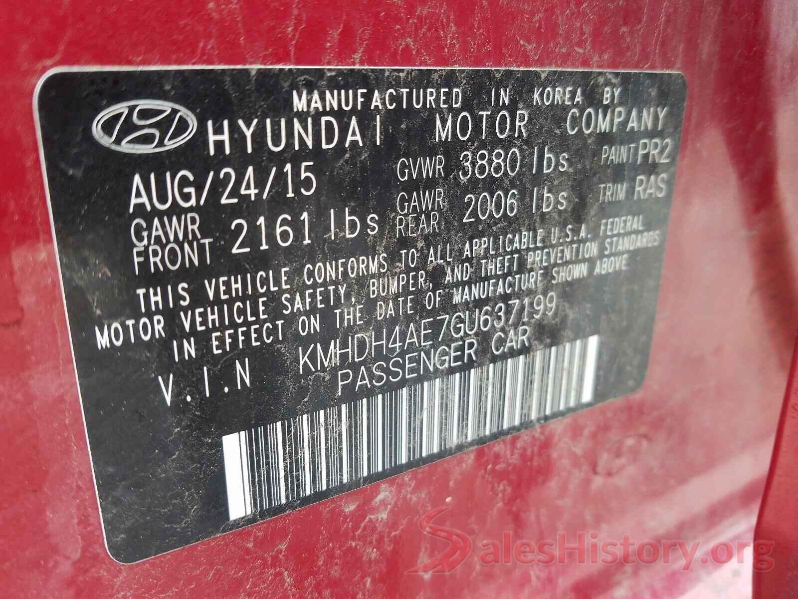 KMHDH4AE7GU637199 2016 HYUNDAI ELANTRA