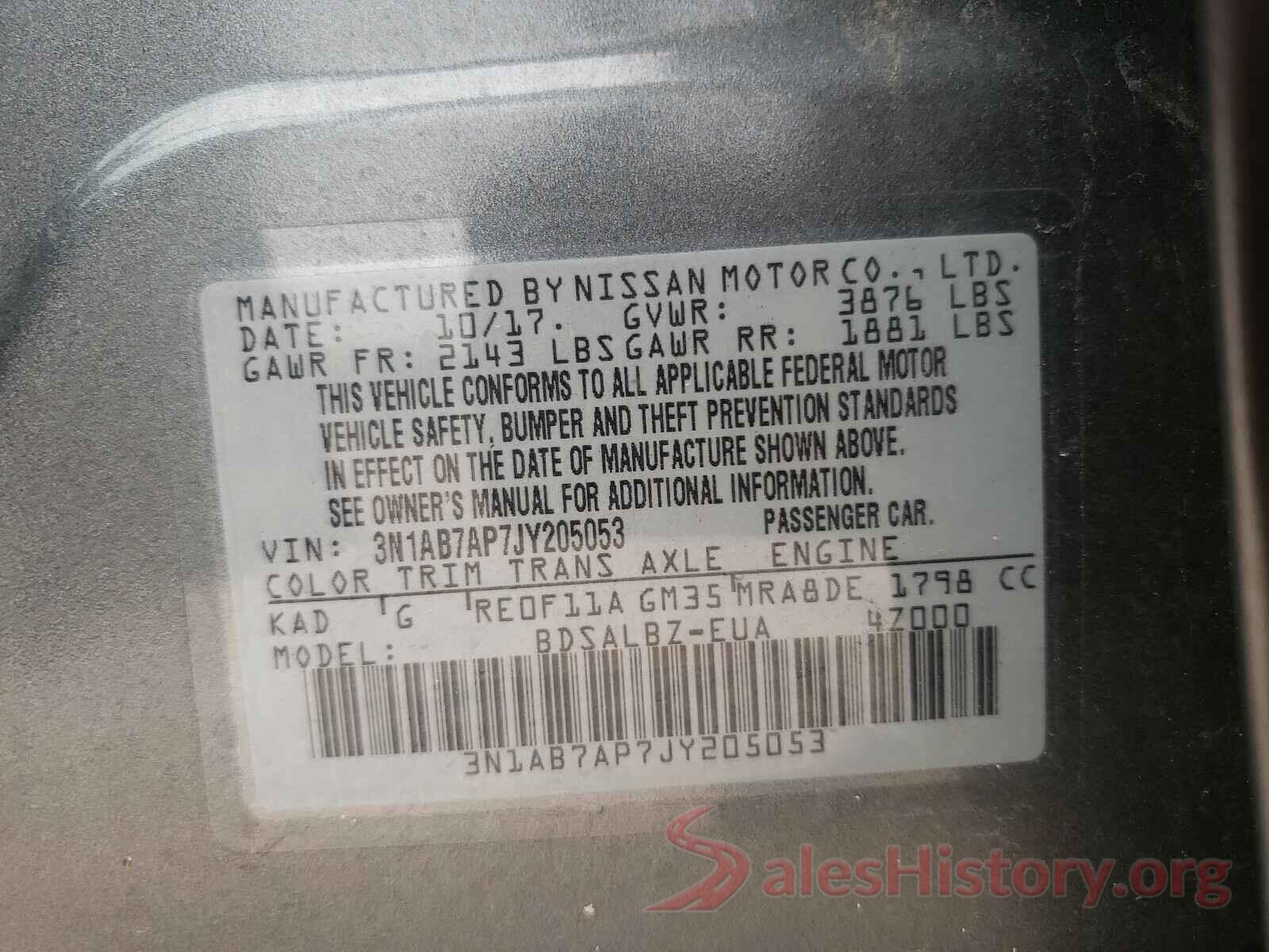 3N1AB7AP7JY205053 2018 NISSAN SENTRA