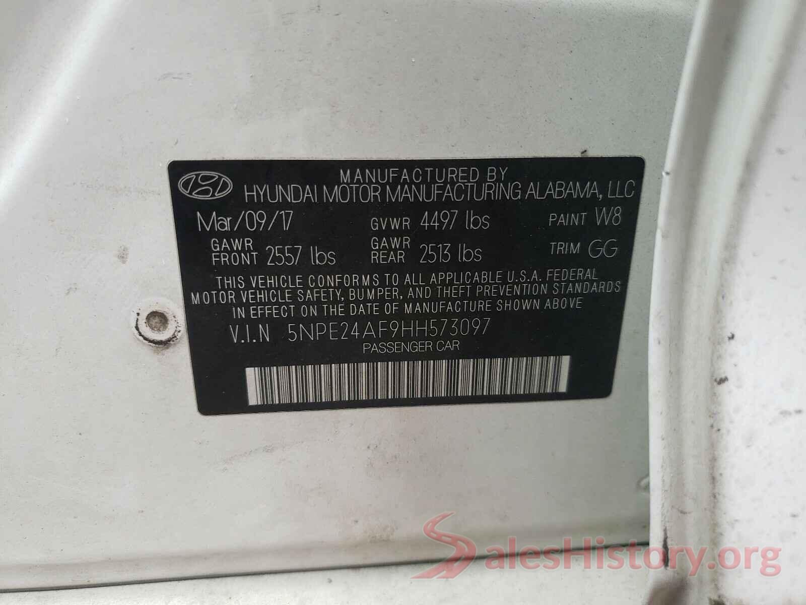 5NPE24AF9HH573097 2017 HYUNDAI SONATA