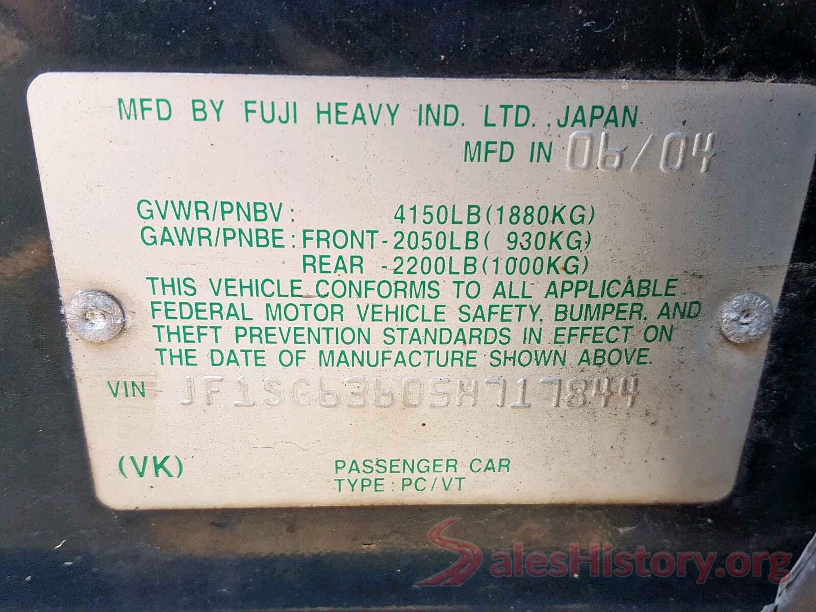 JF1SG63605H717844 2005 SUBARU FORESTER