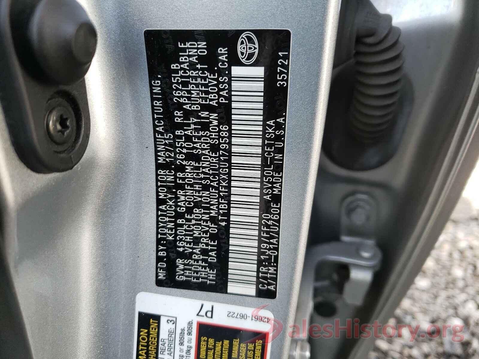 4T1BF1FKXGU179586 2016 TOYOTA CAMRY