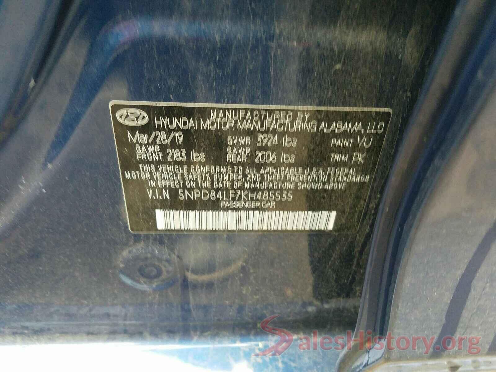 5NPD84LF7KH485535 2019 HYUNDAI ELANTRA