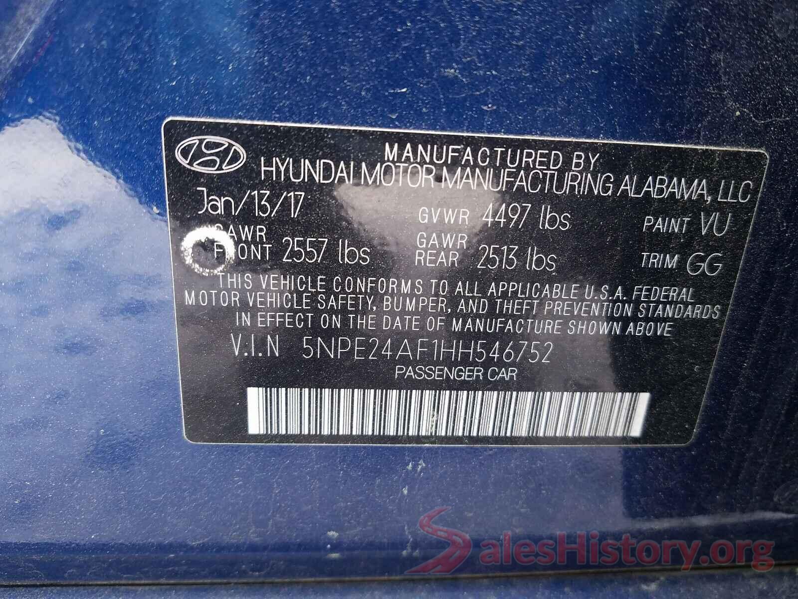 5NPE24AF1HH546752 2017 HYUNDAI SONATA