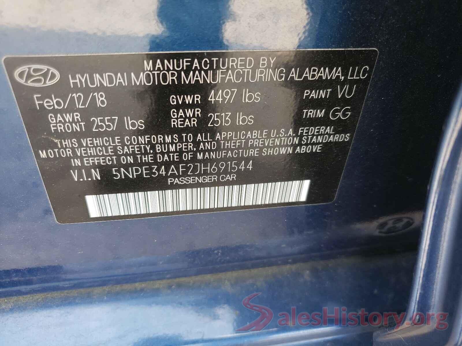 5NPE34AF2JH691544 2018 HYUNDAI SONATA