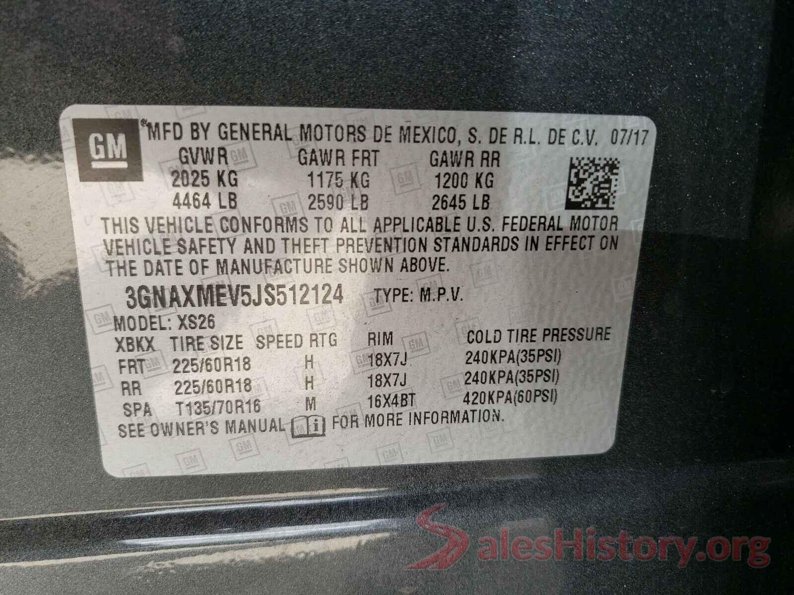 3GNAXMEV5JS512124 2018 CHEVROLET EQUINOX