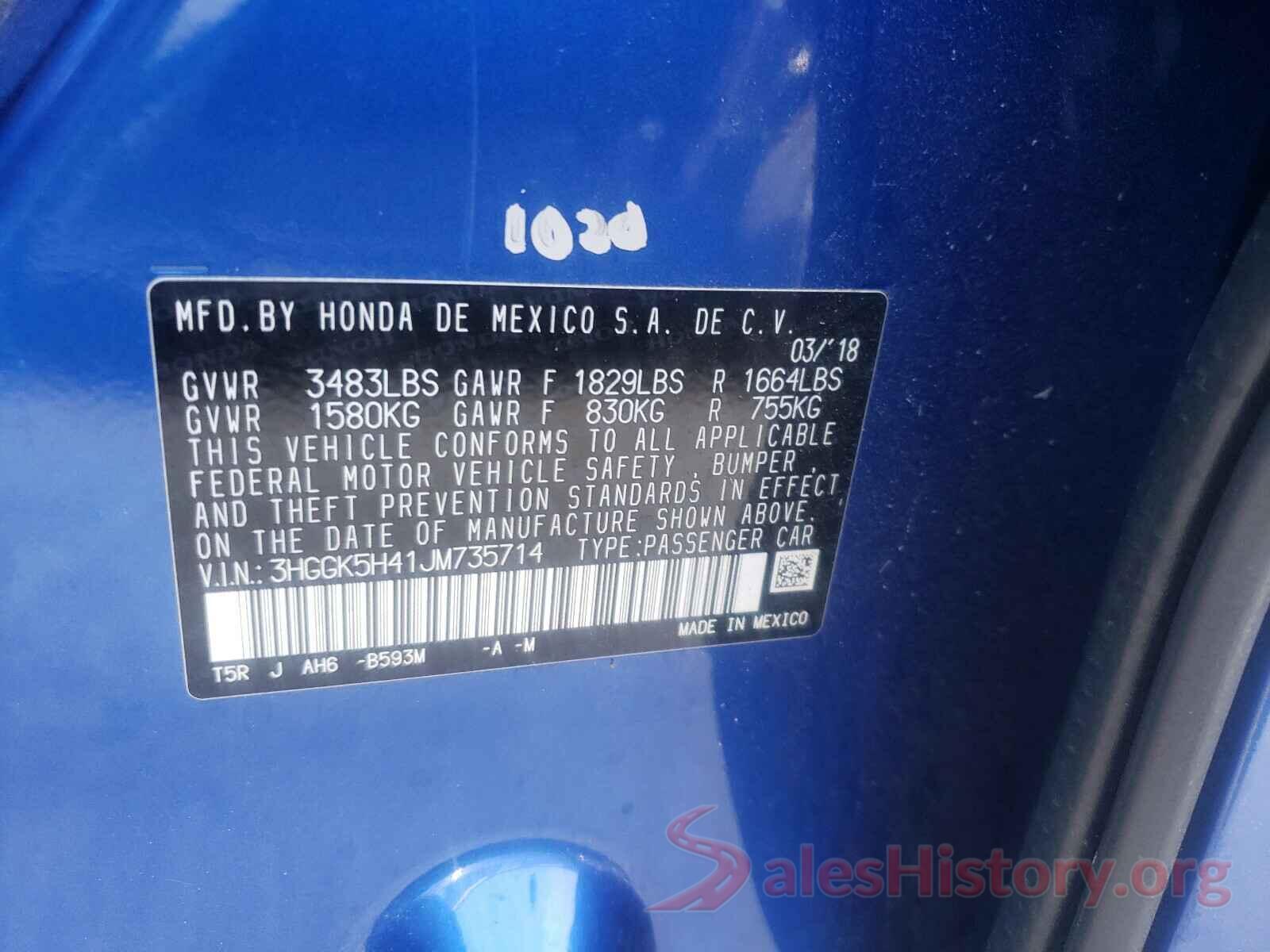 3HGGK5H41JM735714 2018 HONDA FIT