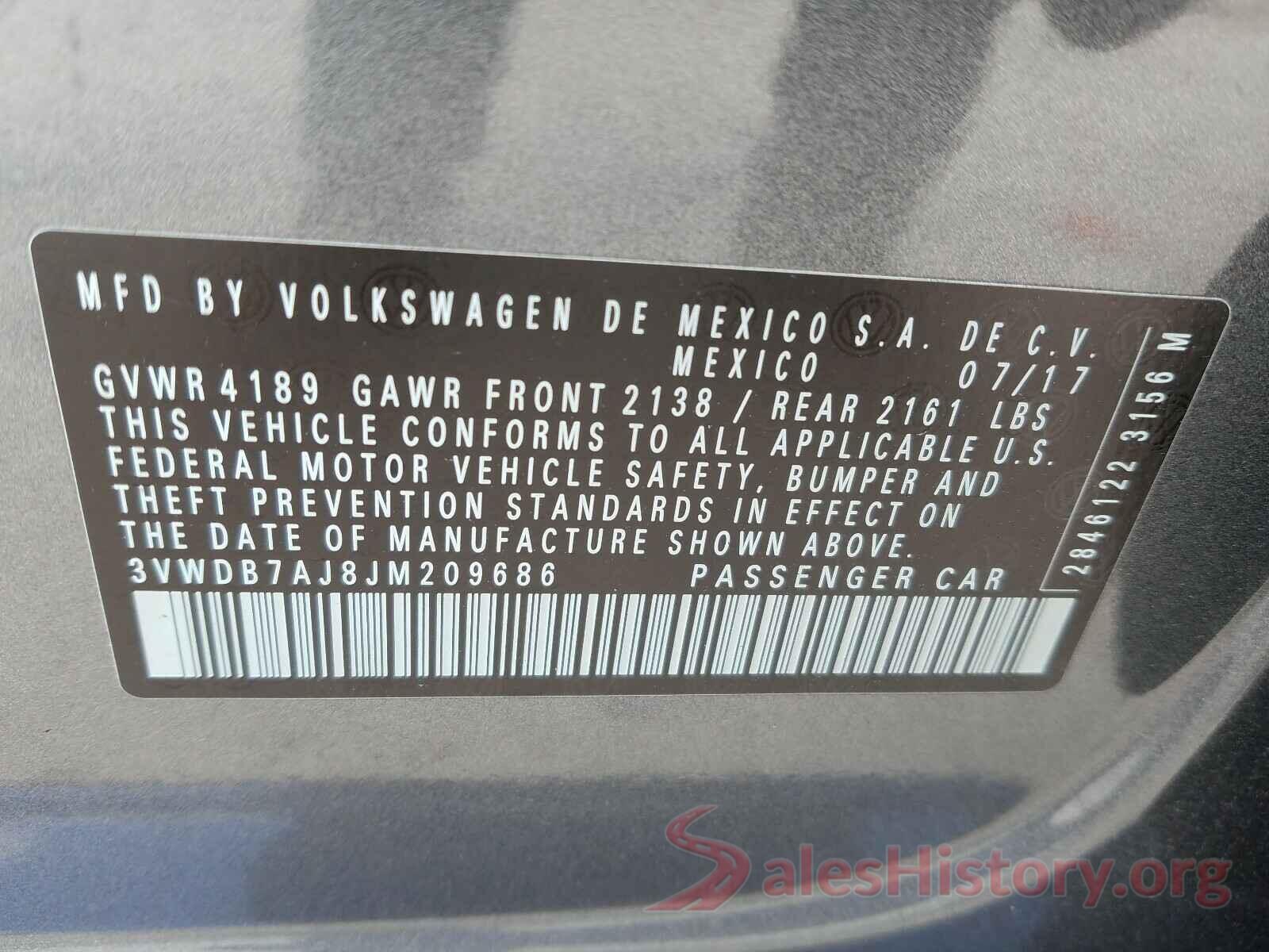 3VWDB7AJ8JM209686 2018 VOLKSWAGEN JETTA