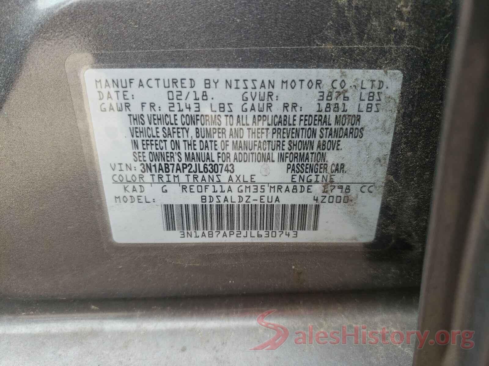 3N1AB7AP2JL630743 2018 NISSAN SENTRA