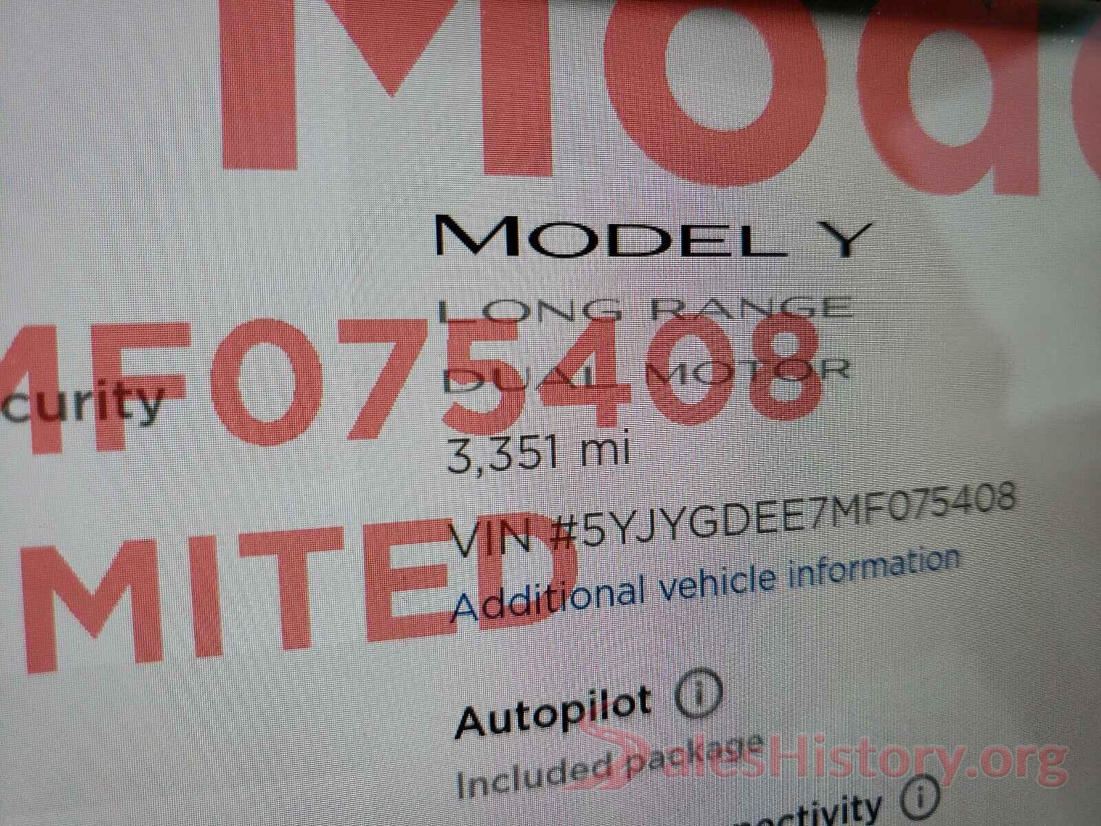 5YJYGDEE7MF075408 2021 TESLA MODEL Y