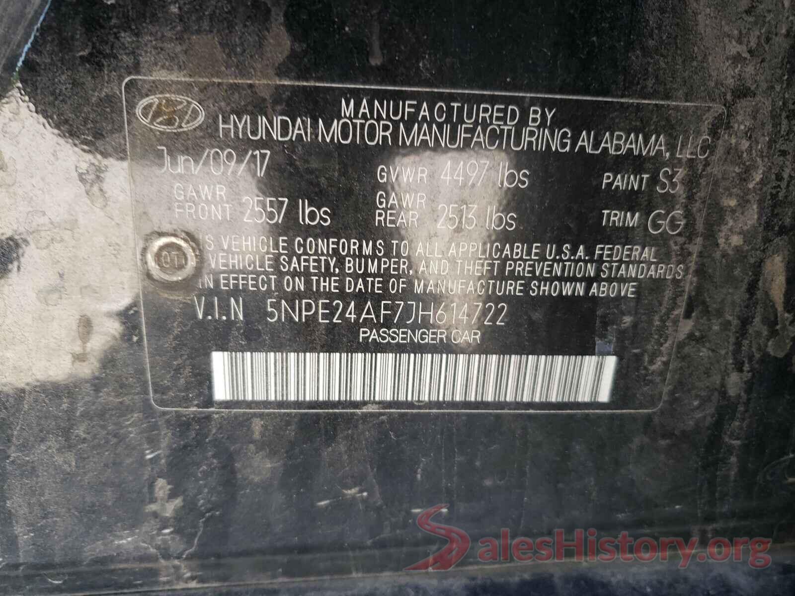 5NPE24AF7JH614722 2018 HYUNDAI SONATA