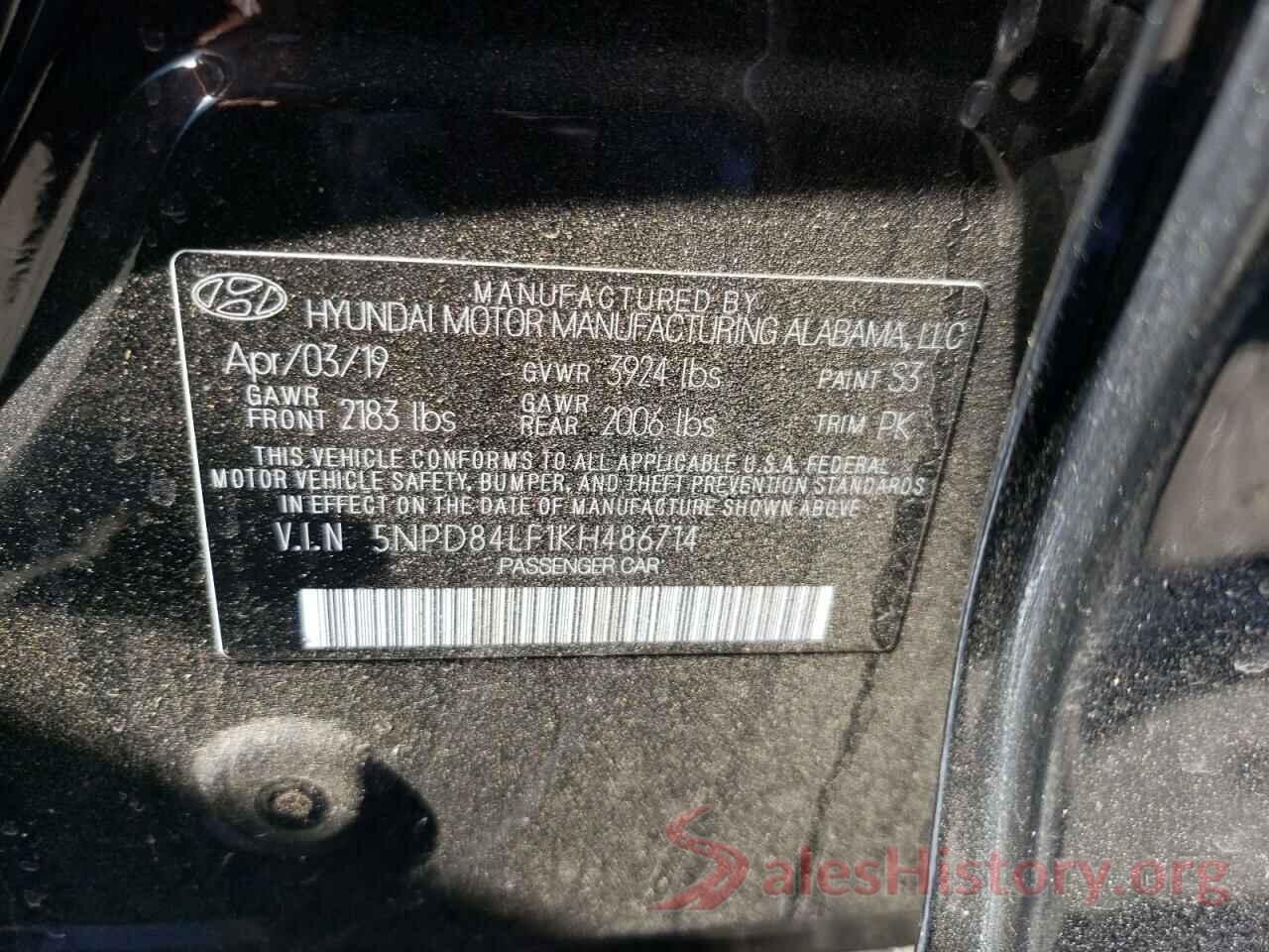 5NPD84LF1KH486714 2019 HYUNDAI ELANTRA