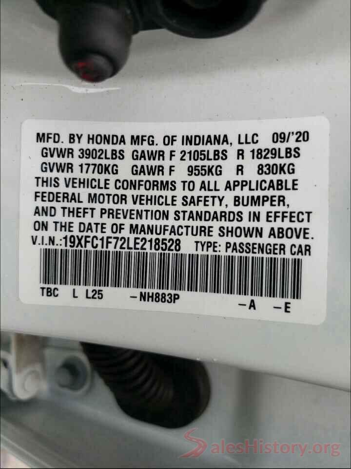 19XFC1F72LE218528 2020 HONDA CIVIC