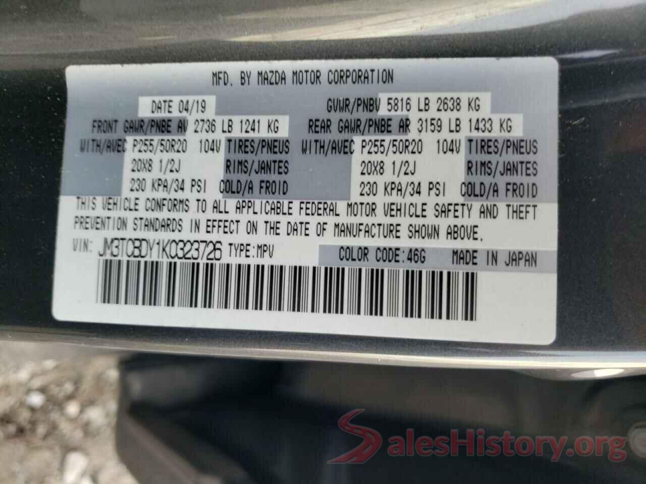 JM3TCBDY1K0323726 2019 MAZDA CX-9