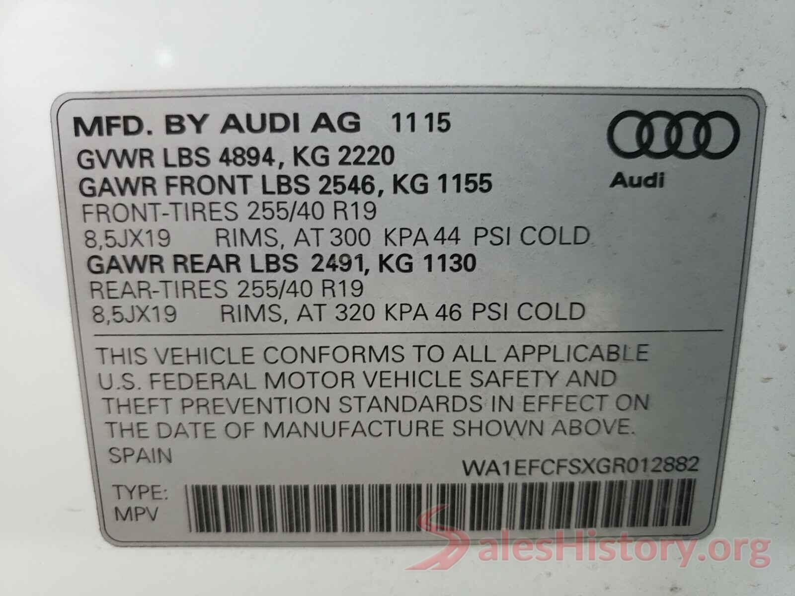 WA1EFCFSXGR012882 2016 AUDI Q3