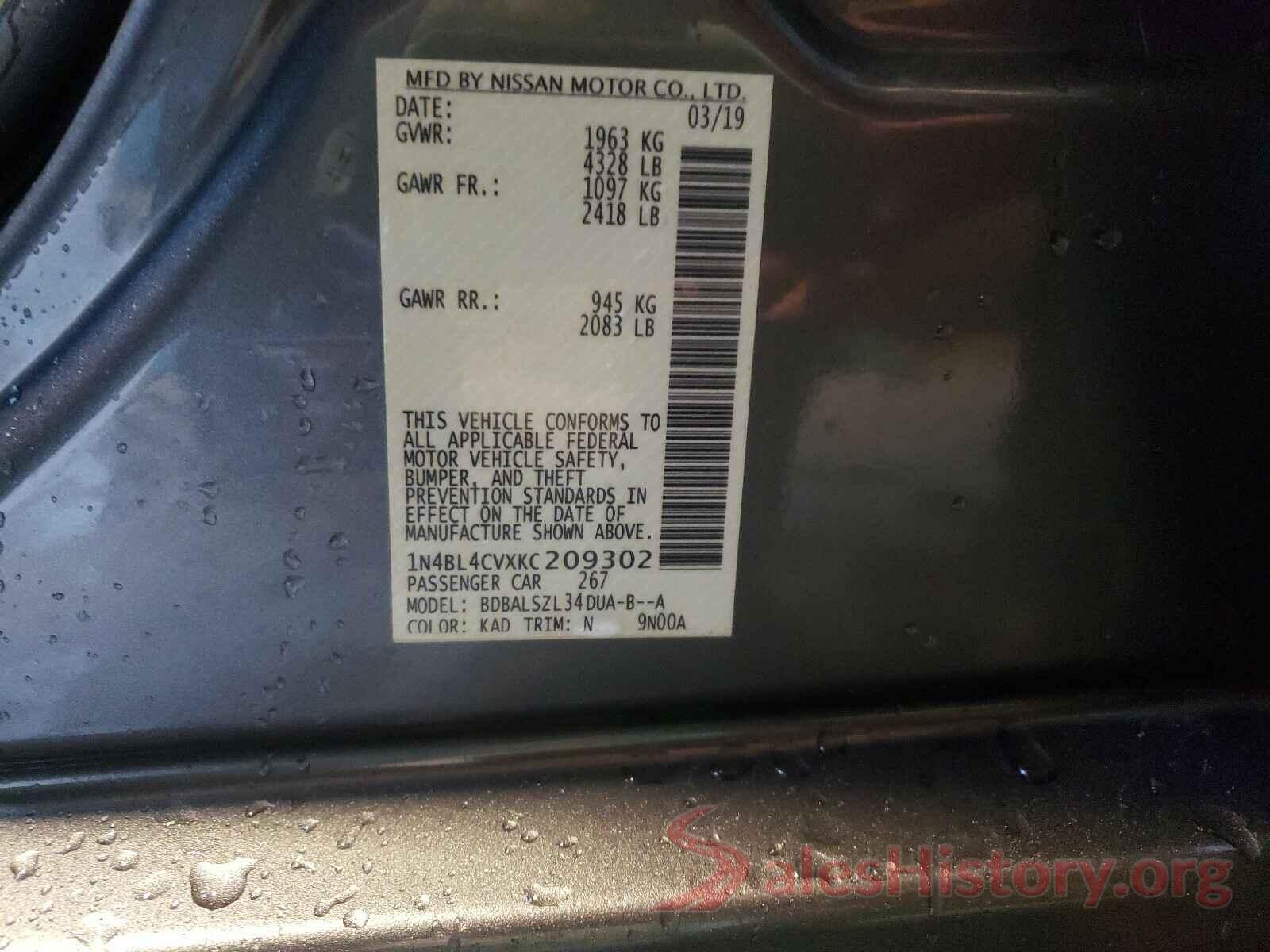 1N4BL4CVXKC209302 2019 NISSAN ALTIMA