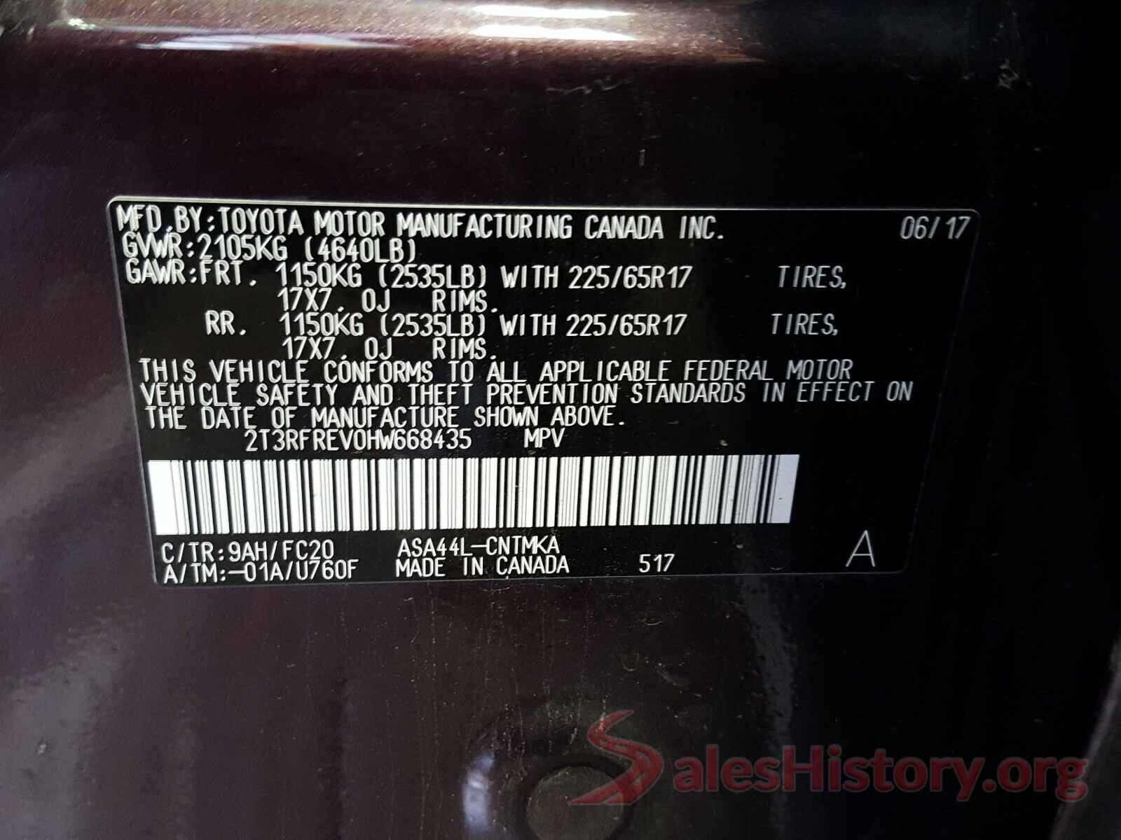 2T3RFREV0HW668435 2017 TOYOTA RAV4