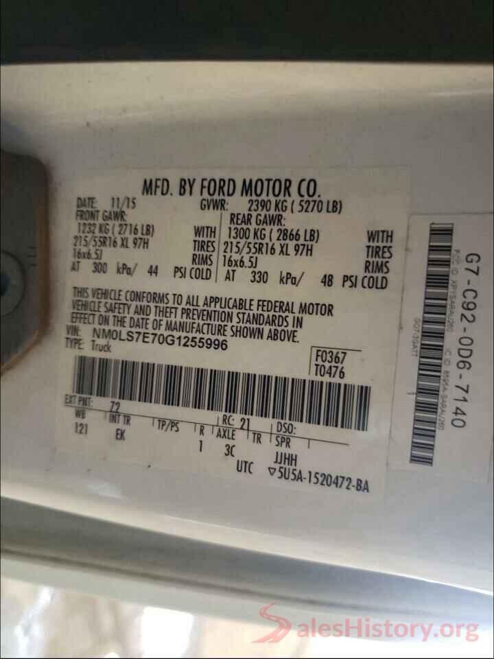 NM0LS7E70G1255996 2016 FORD TRANSIT CO