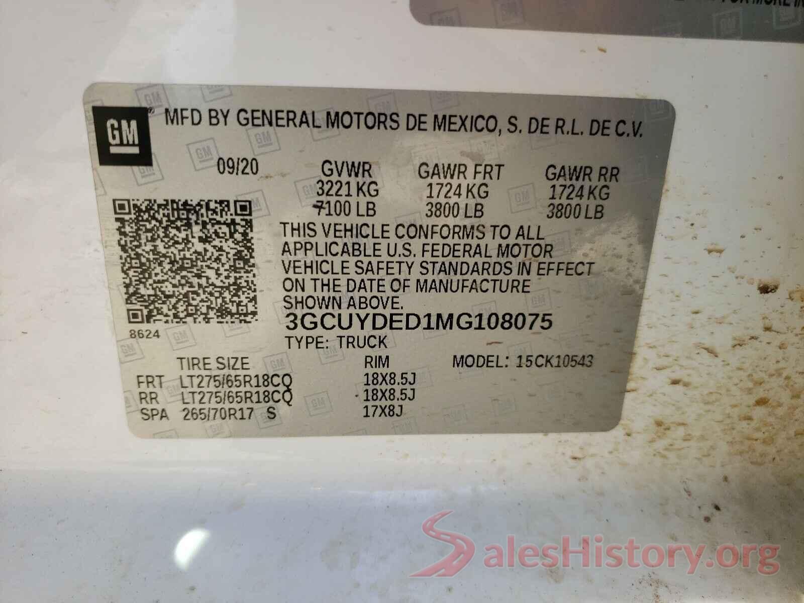 3GCUYDED1MG108075 2021 CHEVROLET SILVERADO