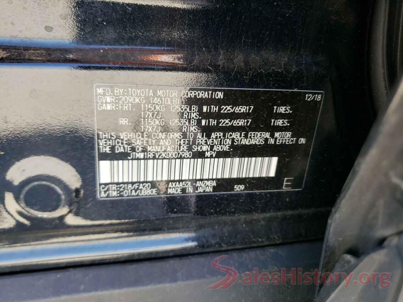 JTMW1RFV2KD007980 2019 TOYOTA RAV4