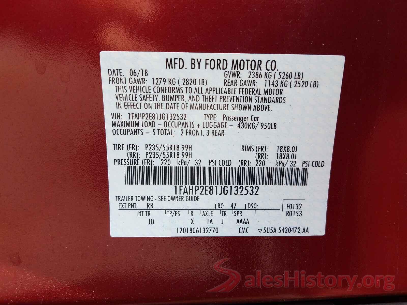 1FAHP2E81JG132532 2018 FORD TAURUS